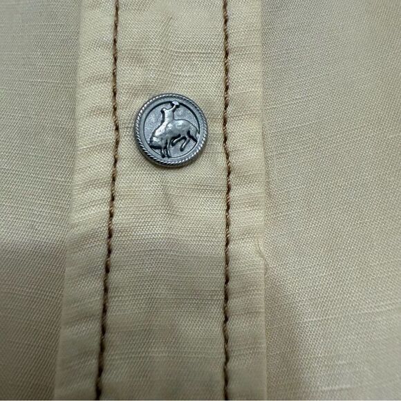 Ryan Michael Pale Yellow Silk Linen Blend Long Sleeve Western Rodeo Shirt - Picture 3 of 14